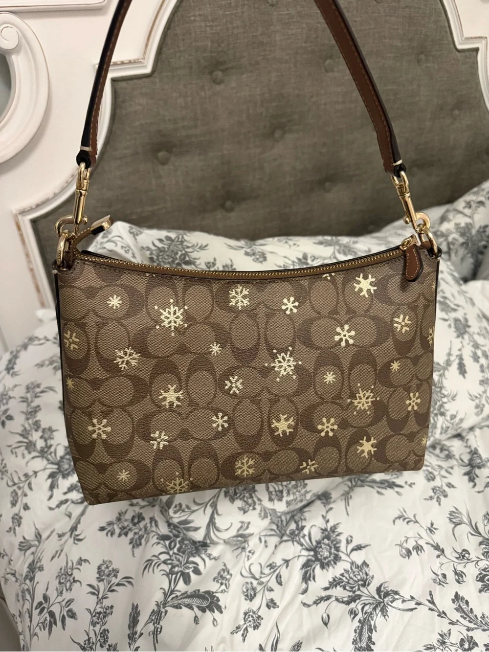COACH Clara Shoulder Bag In Signature Canvas Leather With Snowflake Print